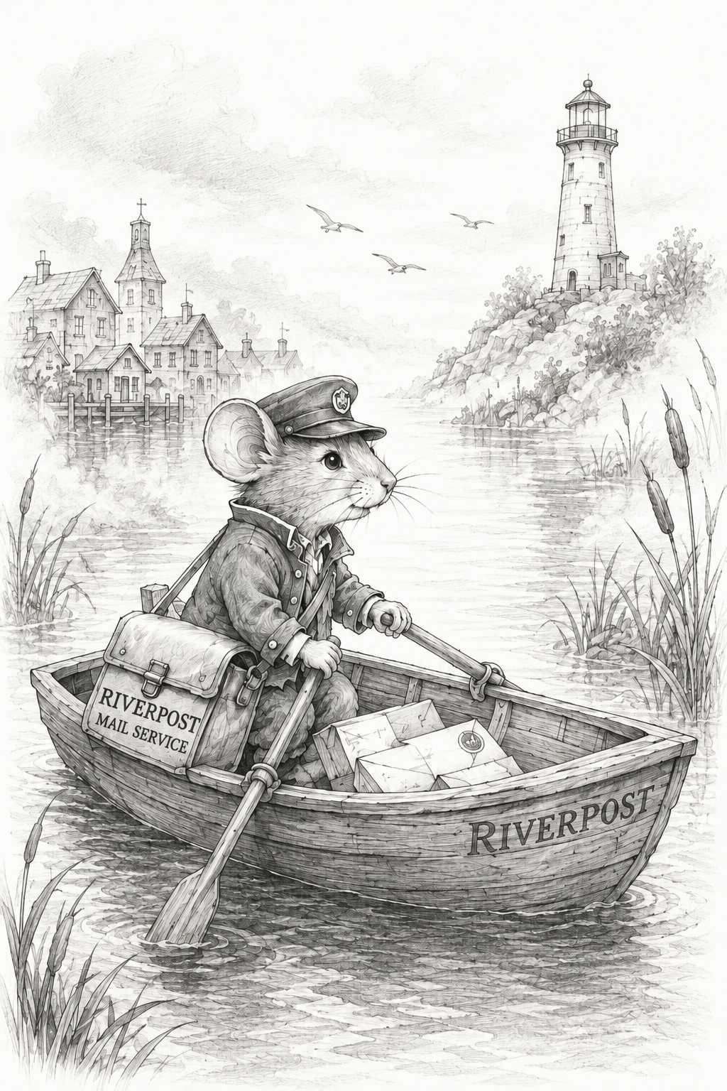 Pencil drawing of Marlowe’s mailboat